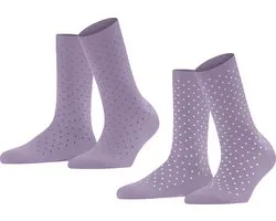 Esprit Fine Dot 2-Pack met patroon ademend veelkleurig gestippeld bio set dubbelpak Katoen Multipack Blauw Dames sokken - Maat 39-42