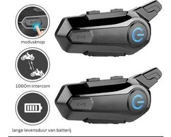 Intercom Motor Helm - Motor Communicatie Handsfree - Motorhelm Headset Waterdicht Bluetooth Draadloos - Zwart/Harde Microfoon/1 Stuk