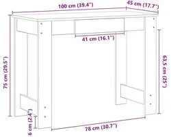vidaXL - Bureau - 100x45x75 - cm - bewerkt - hout - sonoma - eikenkleurig