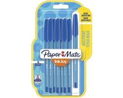 Paper Mate InkJoy 100ST-balpennen | Medium punt (1,0 mm) | Blauwe inkt | 8 stuks