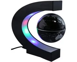 Zwevende Globe - Magnetische Levitate - Bureau Decoratie - Met LED Verlichting - 18 cm Basis - Zwart