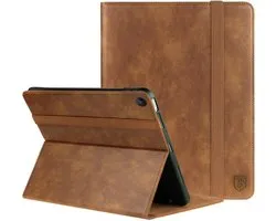Étui Rosso Element pour tablette Lenovo M10 Gen 3 (10.1) | Coque livre | Une protection complète | Ruban élastique | Fonction veille / réveil | Avec porte-stylo | Support réglable | Marron