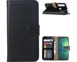 Motorola Moto G8 Plus Hoesje Zwart met Pasjeshouder