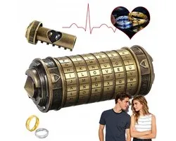 Cadenas à combinaison Da Vinci - Mini Cryptex - Cadenas puzzle - avec compartiments cachés - Métal - Mot de passe réglable - 6 lettres - Pour anniversaire & Saint-Valentin & romantique & cadeau d'anniversaire