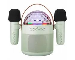 Ensemble karaoké imoshion Sing & Shine avec lumière disco – Set karaoké pour Enfants et Adultes – Enceinte Bluetooth avec 2 Microphones sans fil – Vert menthe