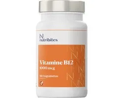 Nutribites Vitamine B12 - 1000 mcg Methylcobalamine - Biologisch Actieve Vorm - 100 Zuigtabletten - Natuurlijke Aardbeiensmaak - Vegan