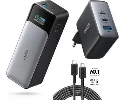 Anker 737 powerbank met Nano II oplader en USB-C kabel