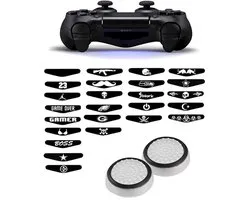 Gadgetpoint - Thumb Grips + Stickers voor PS4, PlayStation 4 - Gaming Thumbgrips - Performance Thumbsticks - Anti-Slip Joystick Caps - Bescherming Accessoires - Wit/Zwart + Willekeurige Sticker