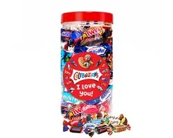 Mars Celebrations mega chocolademix met opschrift "I Love You!" - chocolade van Twix, Snickers, Mars, Bounty, Maltesers, MilkyWay & Galaxy - 580g
