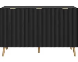 Sideboard buffet Nand avec 3 portes 120x40x76 cm noir [en.casa]