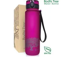 Bodhi Tree® Waterfles 1 Liter - Drinkfles 1 Liter - Met Fruit Filter - 100% Lekvrij - Sportfles voor Yoga Sport Fitness - BPA Vrij - Water Bottle 1l - Fuchsia