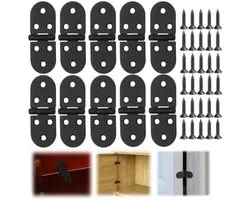 10 stuks 180 graden scharnieren, inklapbaar, inklapbaar tafelscharnier, inklapbare schroefscharnieren, zwart scharnieren, voor klaptafel, kasten, tafel, naaimachine, met 60 schroeven