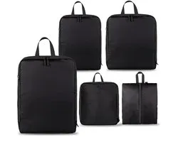 Packing Cubes - 5-Delige Set - Packing Cubes Backpack - Packing Cubes Compression - Compressie Rits- Bagage Organiser - Travel Cubes - Zwart - van Saaf