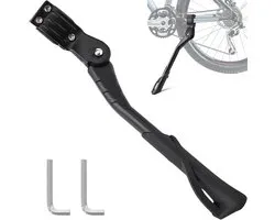 Fietsstandaard - Verstelbare fietsstandaard - 24-29 inch - Enkel - Aluminium fietssteun - Antislip - Mountainbike Standaard Universeel - MTB Kickstand - Robuust en duurzaam - Geschikt voor mountainbikes, fietsen, racefietsen, stadsfietsen - Zwart