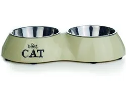 Beeztees Best Cat - Dinerset Kat - Beige - 26,5x15x4,5 - 2x 160 ml