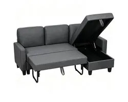 HOMCOM Sofa Bed Set-Polyetser-197L x 129B x 85H cm-Dunkelgrau