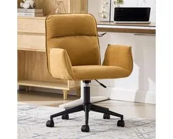 Chenille Office Chair Swivel Office Chair with Height Adjustable and Rolling Wheels Computer Chair for Office Home Yellow