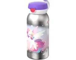 Mepal RVS drinkfles met flipdop Campus - 600 ml - Waterfles RVS - Lekdicht - Hygiënische deksel - Unicorn Glow