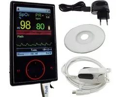Mobiclinic - Digitale Saturatiemeter - Vinger Pulse Oximeter - Met TFT-scherm - Lithiumbatterij - Klein en handig - Zwart