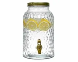 Home Deco Factory Distributeur de boissons avec robinet - 6 litres - verre - robinet à limonade - distributeur d'eau - 18 x 30 cm - série Cocktail Lounge
