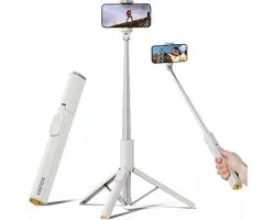 Trépied perche à selfie Sounix - Trépied pour smartphone avec télécommande - Trépied pour téléphone jusqu'à 170 cm de hauteur - Trépied pour smartphone - Wit