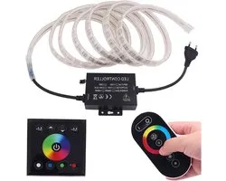 XUNATA Touch Control 220V RGB LED Strip Lighting Set, Flexible 5050 SMD Light Hose Waterproof with Remote Control and Panel Controller (120 LEDs/m)- 30 Meter