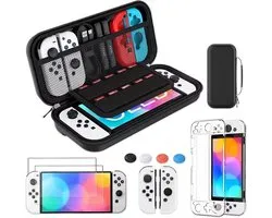 Heuts Goods - Case geschikt voor Nintendo Switch en Switch OLED - Hoes geschikt voor Nintendo Switch - Compacte Hard Cover Case - Met Accessoires - Zwart