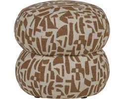 Pouf Anic en WOOOD - Polyester - Motif graphique - Marron - 40x43x43