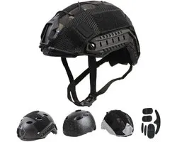 PJ Tactical Paintball Airsoft Helmet Fast Military Helmet with NVG Bracket and Side Guide Rail - ShopVlot