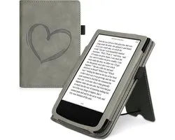 kwmobile flip cover for Pocketbook Touch Lux 4/ Lux 5/Touch HD 3/Color (2020) - Étui livre avec fermeture magnétique - Housse pour liseuse en gris