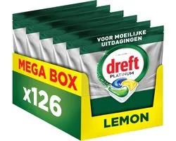 Dreft Platinum - Capsules Lave-Vaisselle - Citron - Puissant Même Sur Les Défis De Nettoyage Difficiles - Nettoie Le Filtre Gras 6 x 21 Capsules