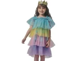 Ensemble princesse - Robe et Kroon - Multicolore - 3 à 5 ans - Bande couronne dorée - Déguisement - Fête - Fête - Accessoires de fête - Robe de princesse - Déguisement Kinder