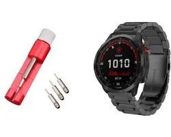 Strap-it Stalen schakel band + Toolkit geschikt voor Garmin Fenix 9 (Pro) 51mm / Fenix 8 (Pro) 51mm / Garmin Fenix 7x (Pro - Sapphire Solar) / Fenix 6x (Pro - Sapphire) / Fenix 5x (Plus) / Fenix 3 / Epix Pro (Gen 2 - 51mm) / Enduro 1-2-3 - Zwart