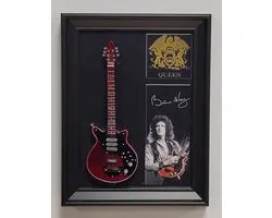 Brian May Queen Guitare miniature avec cadre décoration murale 20x15 cm-Miniature- Guitare- Mini -Guitare- Objets de collection-décoration-guitare-Cadeau--Cadeau-instrument-miniature-Cadeau-anniversaire