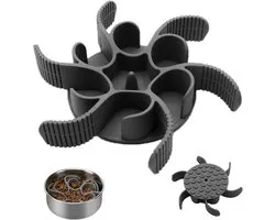 Slow Feeder - anti schrokbak - hond Anti Schrokbak Hond En Kat - Het kan de eetsnelheid van grote - middelgrote en kleine honden vertragen -Perfecte match met RVS glaskeramische voerbak - Anti slip - grijs -11x11x3.5 cm