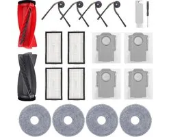 Kit d'accessoires de remplacement pour aspirateur robot Roborock Saros 10R, Saros 20, Qrevo Edge 2, Qrevo CurvX, Qrevo Curv 2 Pro – 1 brosse principale, 4 brosses latérales, 4 filtres HEPA, 4 serpillières, 4 sacs à poussière