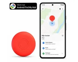 Android GPS Tracker – Werkt met Google Find My App – Locatie Tracker voor Sleutels, Koffer, Fiets, Auto & Huisdier – Vervangbare Batterij – Alleen voor Android – Rood