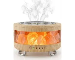 4-in-1 Ultrasone Aroma Diffuser met Himalaya Zoutlamp – Etherische Olie Diffuser & Luchtbevochtiger – 7-Kleuren Nachtlampje met Timer – Ultrastil voor Slaapkamer, Kantoor & Woonkamer