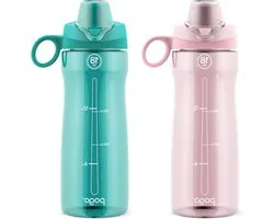 Waterflessen Set - Drinkflessen - Hydratatie Onderweg - Lekvrij Klapdeksel - 2 x 580 ml - Aquaviva Roze