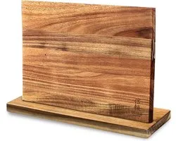 Bloc à couteaux magnétique Shinrai Japan - Bloc à couteaux double face sans Couteaux - Porte-couteau en bois d'acacia