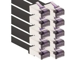 1aTTack.de - 0,15 m - CAT6a Superflex Ethernet Gigabit LAN-netwerkkabel RJ45 CAT6 A patchkabel 10000 Mbit/s SFTP PIMF 500 MHz compatibel met CAT6 CAT5 - Zwart - 10 stuks