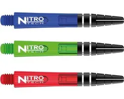 RED DRAGON - Nitrotech Selectiepakket 2 - Groen, Blauw en Rood Korte Dartschachten - 3 sets per pakket (9 Dartschachten in totaal)