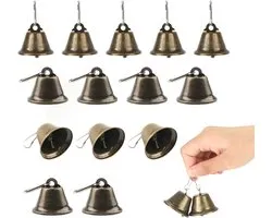 30 pieces vintage bronze bells voor het ophangen met haken - mini decoratieve bellen voor pendants - knutselen - decoratie - kerst - windgongen - hondentraining