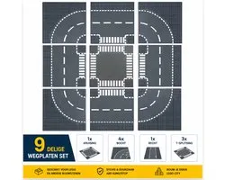Hunta Set de 12 Plaques de Route Adapté pour LEGO City – 1 Carrefour, 4 Intersections en T, 3 Routes Droites et 4 Virages – Plaques de Construction 32x32
