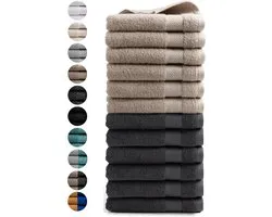 Serviette Collection Hotel - 12 pièces - 50x100 - 6x taupe & 6x anthracite