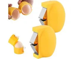 2 ouvre-œufs - ouvre-coquille d'œuf - coupe-coquille d'œuf - ouvre-coquille d'œuf en acier inoxydable - outil pour casser les œufs crus - pour les œufs à la coque - gadgets de cuisine - pas de mains sales - jaune