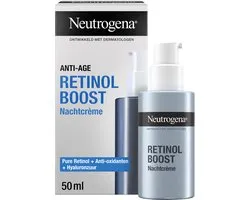 Neutrogena® Retinol Boost Crème de nuit (50 ml), crème anti-âge pour le visage à absorption rapide contenant du rétinol, de l’extrait de feuille de myrte et de l’acide hyaluronique, crème pour le visage pour une peau plus jeune et plus saine