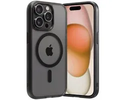 Hoes - Geschikt voor Apple iPhone 15 Pro Max - Magsafe Compatible - Sterk & Shockproof - Back Cover - Shock Proof Case - Telefoon Hoesje Shockproof - Zwart