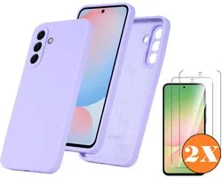Coque compatible avec Samsung Galaxy A56 Coque silicone Violette siliconen hoesje TPU - avec Protection écran Samsung A56 - 2 pièces