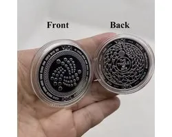CHPN - Iota avec - Iota physique - Crypto-monnaie - Souvenir - Pièce tangible - Pièces de monnaie - Pièce de collection - Acier inoxydable - Couleur argent - Dans un étui de protection